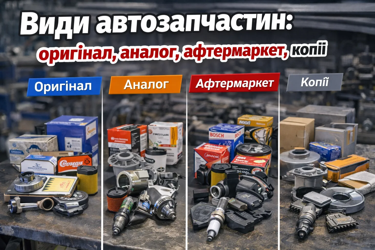 Виды автозапчастей: разница между оригиналом, аналогом, афтермаркетом и копией