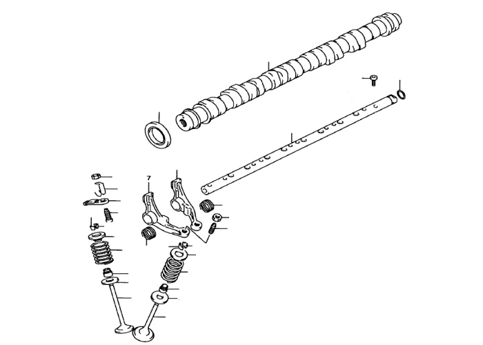 Схема клапанів, розподільного валу, пружин двигуна Чана Бенні
